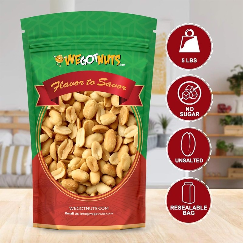 Delectable 5lb Roasted Peanuts - Unsalted, Kosher & Ideal for Homemade Spreads gallery