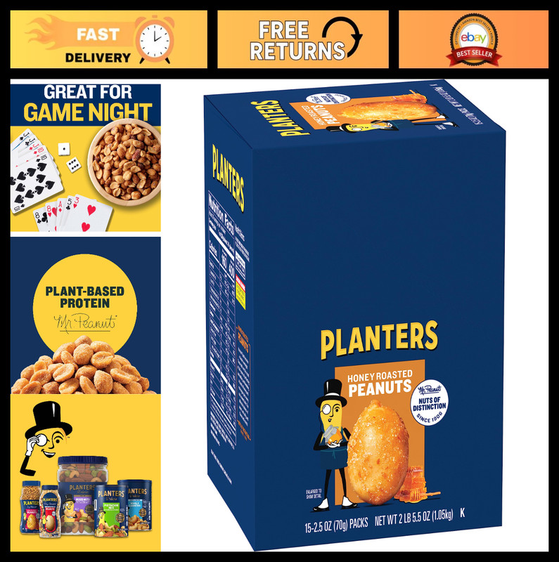 Honey Roasted Peanuts 2.5oz – 15 Pack | Sweet & Salty Snack | Kosher Treats