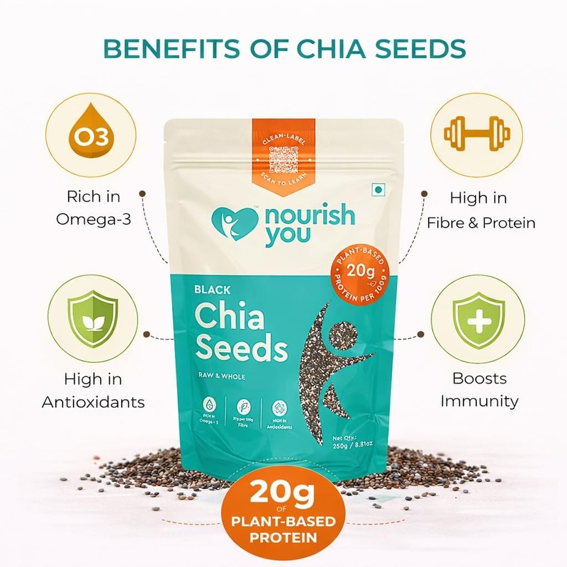 Nourish You Chia Seeds 500g | Omega-3, High Fiber, Protein & Healthy Snack gallery