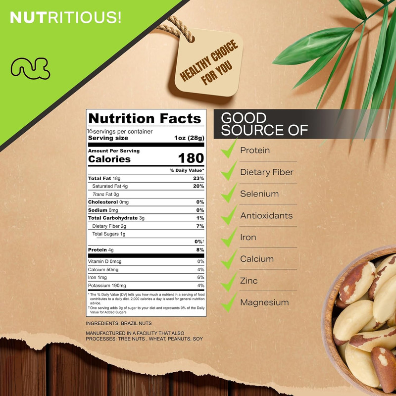 - Raw Brazil Nuts, Unsalted, No Shell, Whole, (16Oz - 1 LB) Bulk Nuts Packed Fre gallery