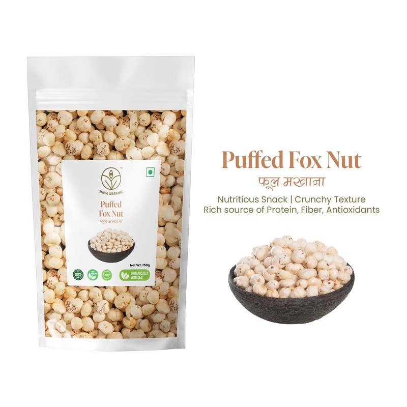 Shiva Organic Makhana 150g | Lotus Seeds | Healthy Snack for Pooja & Fasting gallery