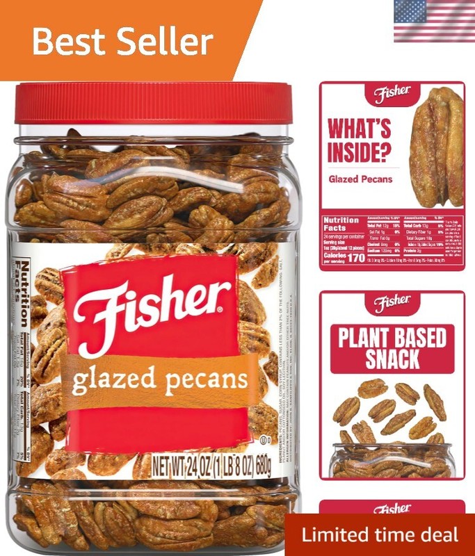 Delicious Snack Glazed Pecans, 24 Ounces in Reusable Canister - Sweet Indulgence