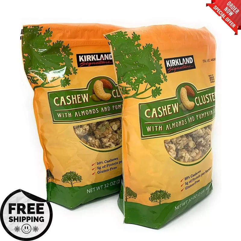 Kirkland Signature Cashew Mix Nuts Clusters Almonds Pumpkin Seeds 2lbs 2-Pack gallery