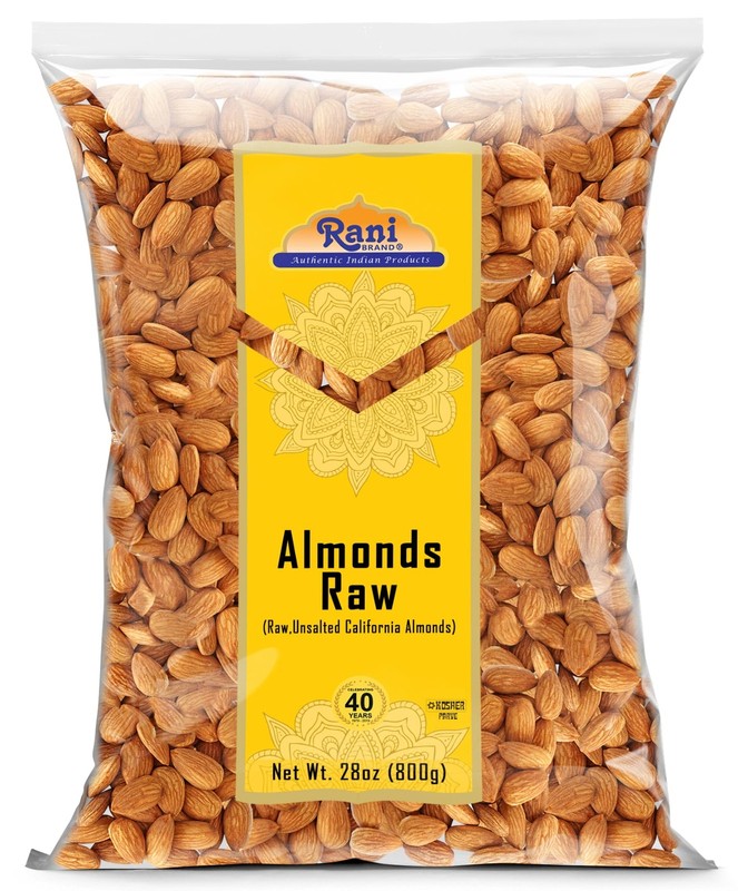 Rani Almonds, Raw Whole With Skin (uncooked, unsalted) 28oz (800g)