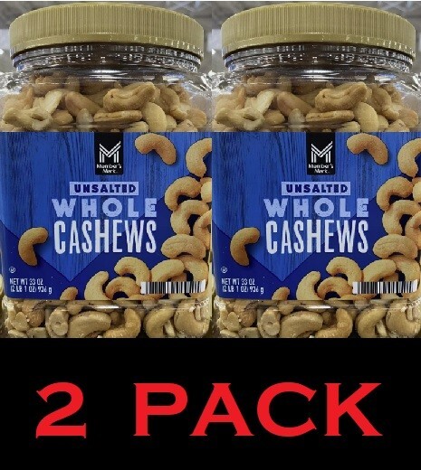 Member’s Mark WHOLE CASHEWS Unsalted 33 oz Tub – 2 PACK
