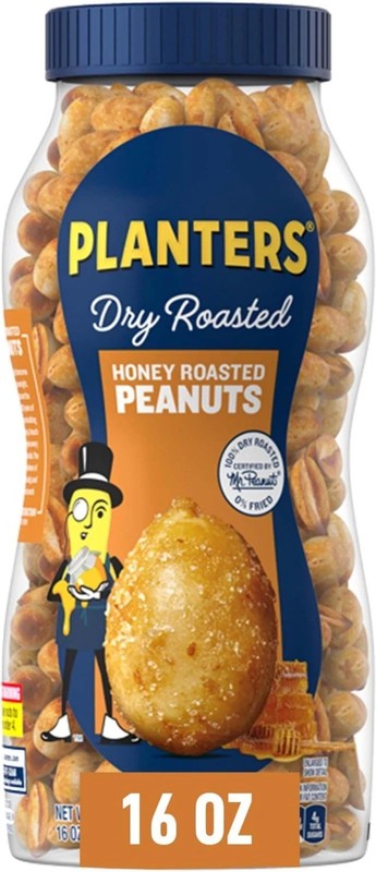 Honey Roasted Peanuts, Sweet & Salty Snack, 16oz Jar