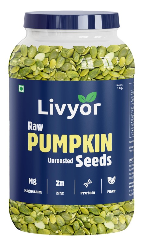 Livyor Raw Pumpkin Seeds 1kg | Protein & Fiber Rich | Healthy Snack Jar