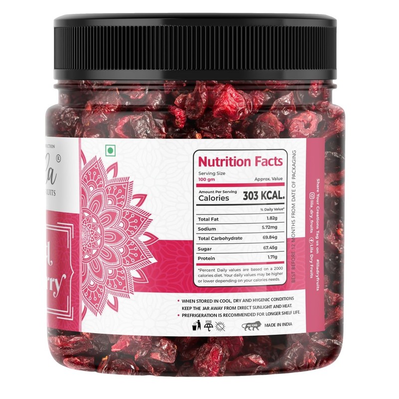 Lila Dry Fruits Cranberries 500g | Premium Californian Sweetened Dried Snack gallery