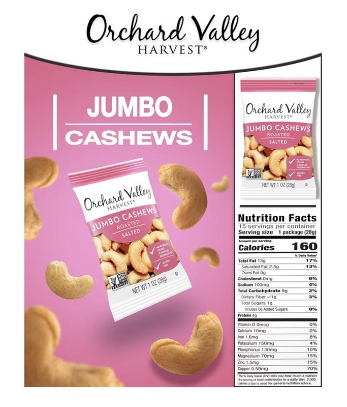 Jumbo Cashews Roasted Salted by Orchard Valley. Three 15 Oz Bags. 45 Oz Bags gallery