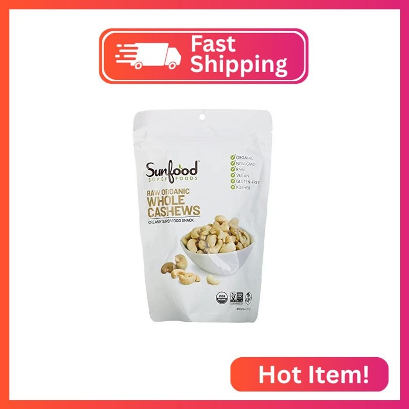 Sunfood Superfoods Raw Organic Whole Cashews – Raw Cashews, Organic Cashews Unsa