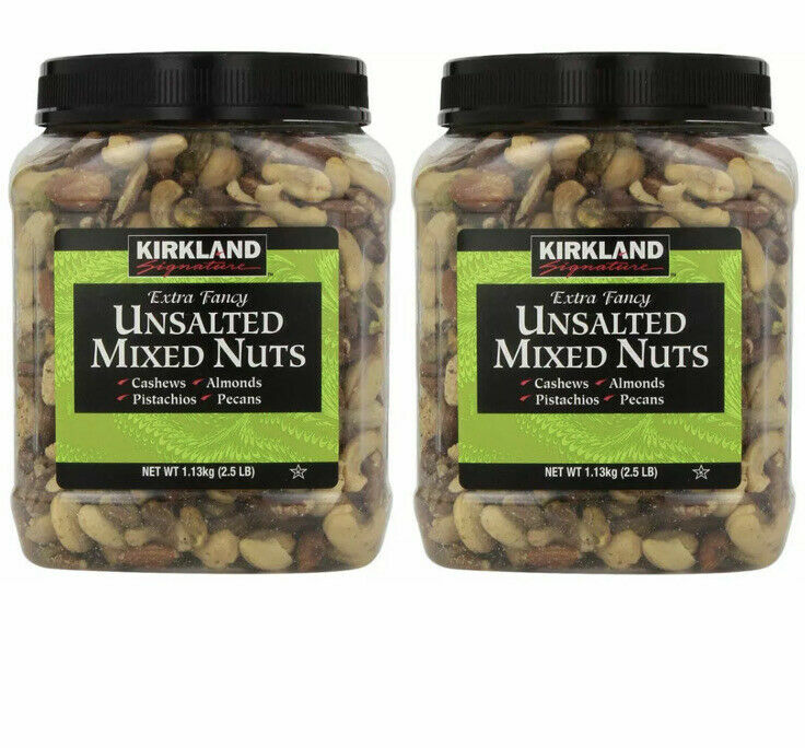 2 Pack Kirkland Signature Extra Fancy Unsalted Mixed Nuts 2.5 LB Each Pantry Jar