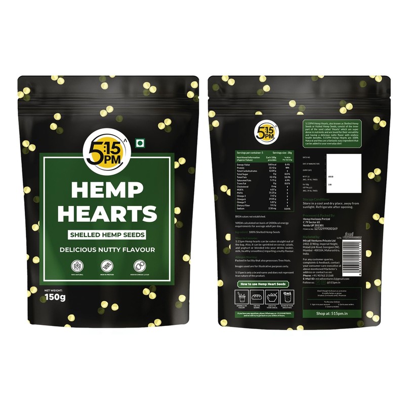 5:15PM Hulled Hemp Seeds 150g | Raw, Shelled | Protein & Omega-3 Snack gallery