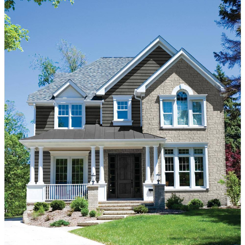 Stacked Stone 45 In. X 20-1/4 In. Polymer Smoke Gray Vinyl Siding (10-Pack) gallery