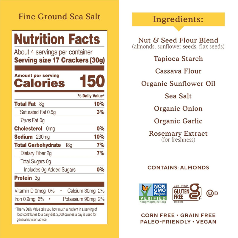 Fine Ground Sea Salt Almond Flour Crackers Family Size, Pack of 6 gallery