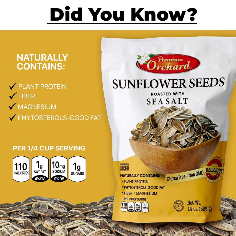 MIXED NUTS Roasted Sunflower Seeds by Premium Orchard - Original Lightly Salted gallery