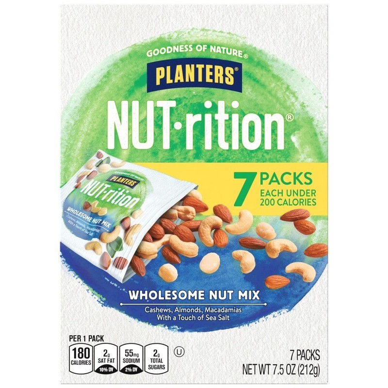 NUT-RITION Wholesome Nut Mix, Mixed Nuts, Plant Based Protein, 7 Count Box