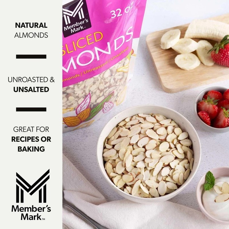 2 PACK - Member's Mark Sliced Almonds, Nutrient-Rich Profile 2 lb (Total 4 lbs) gallery