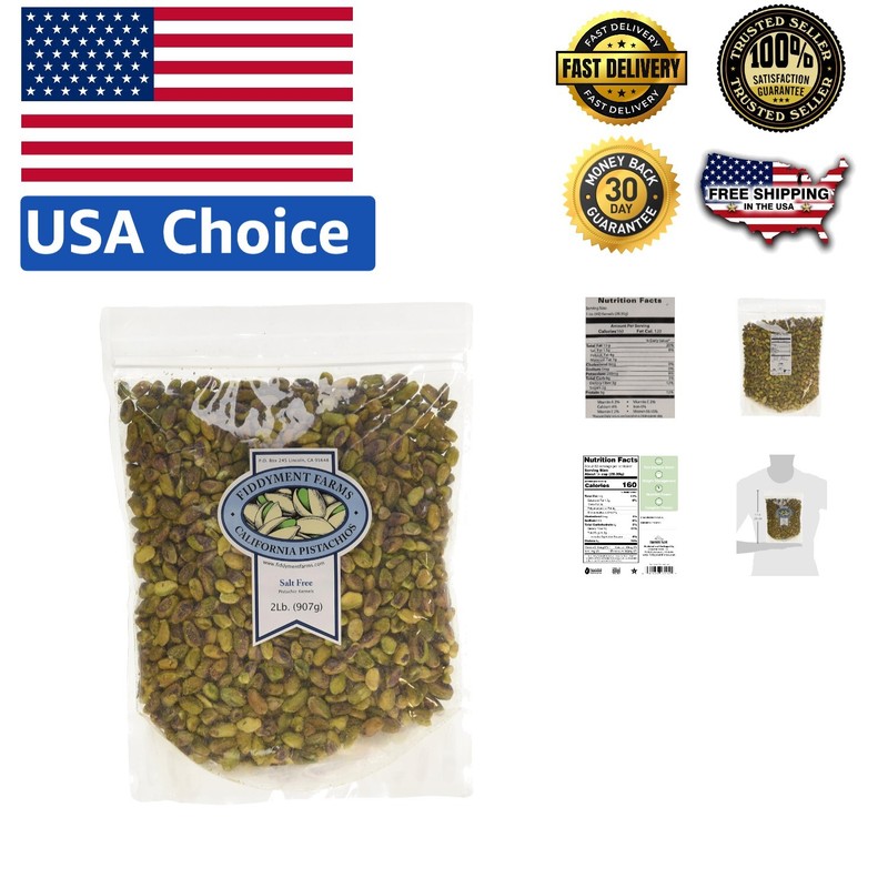 2lb Unsalted Pistachio Kernels – California Grown, Small Batch Freshness
