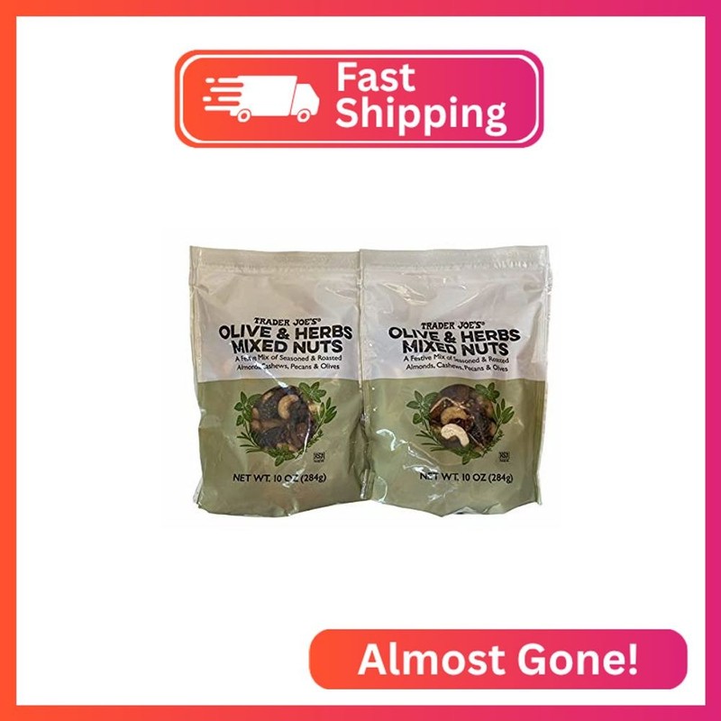 Trader Joe's Olive & Herbs Mixed Nuts, 10 oz (Pack of 2)