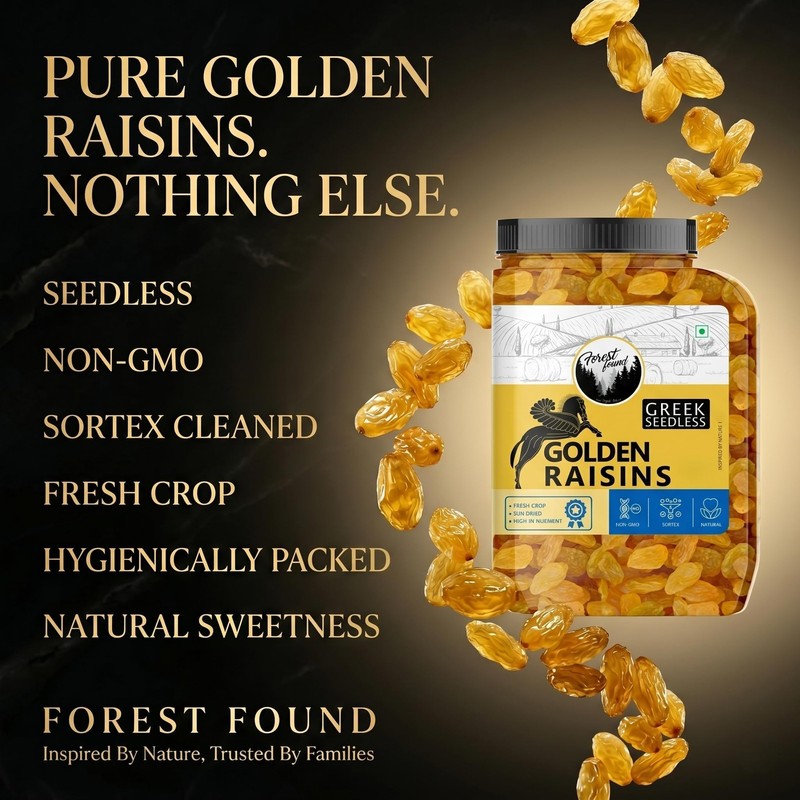 Forest Found Golden Seedless Raisins 500g | Dried Kishmish No Seeds gallery
