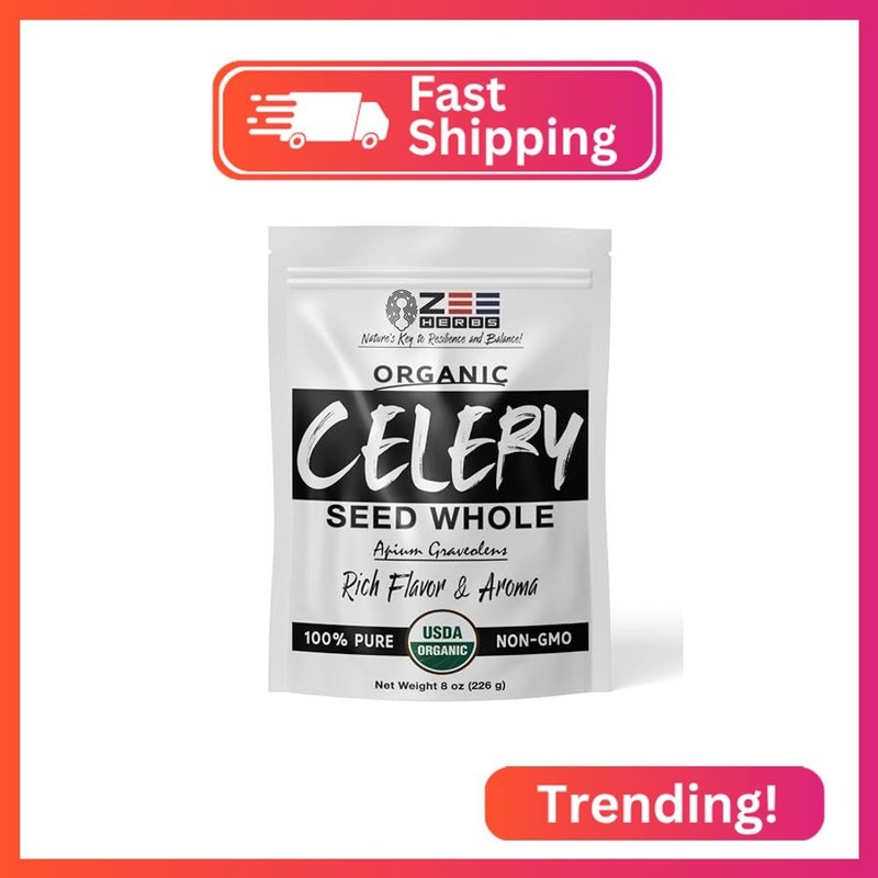 Organic Celery Seed Whole, Apium graveolens Rich Flavor & Aroma – ZeeHERBS (8 oz