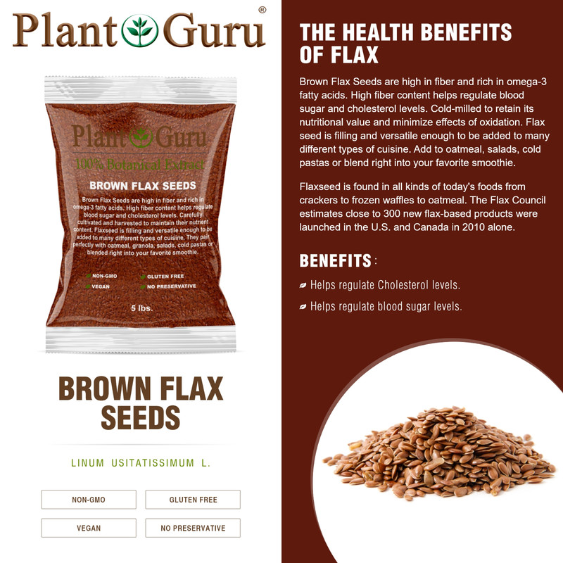 Brown Flax Seeds Whole 5 lbs. Bulk Omega-3 NON GMO 100% Pure Linseed Flaxseed gallery