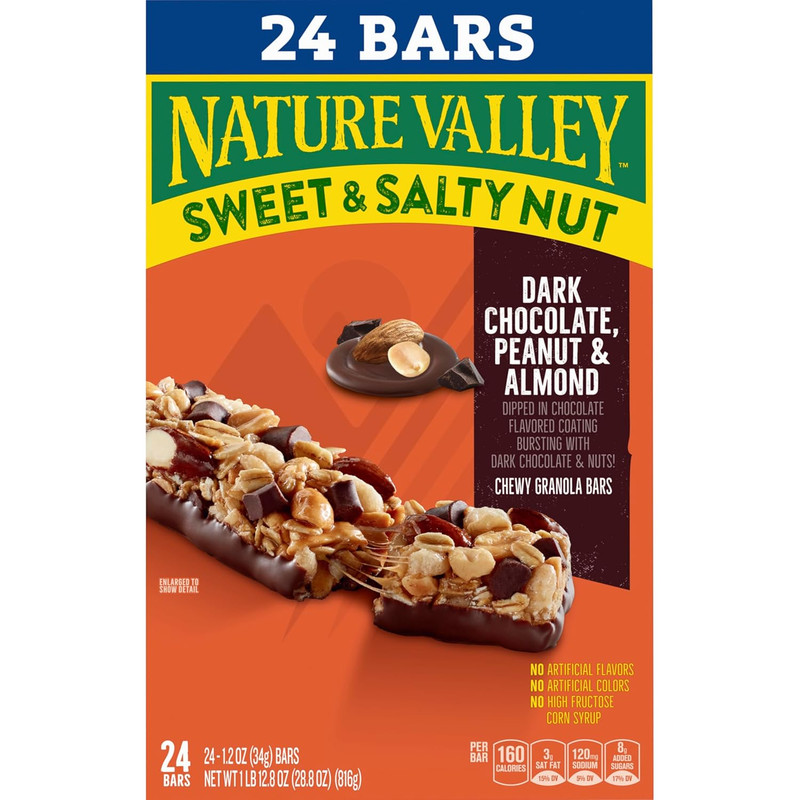 Sweet and Salty Nut Granola Bars, Dark Chocolate Peanut Almond, 24 Bars, 28.8 Oz gallery