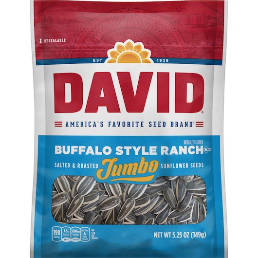 David Roasted & Salted Buffalo Style Ranch Jumbo Sunflower Seeds, 5.25 Ounce,
