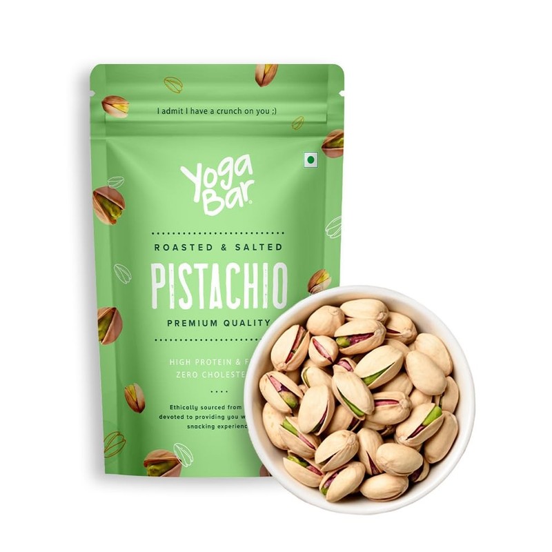Yogabar Premium Roasted Pistachios 500g | Salted Crunchy Pista Dry Fruits