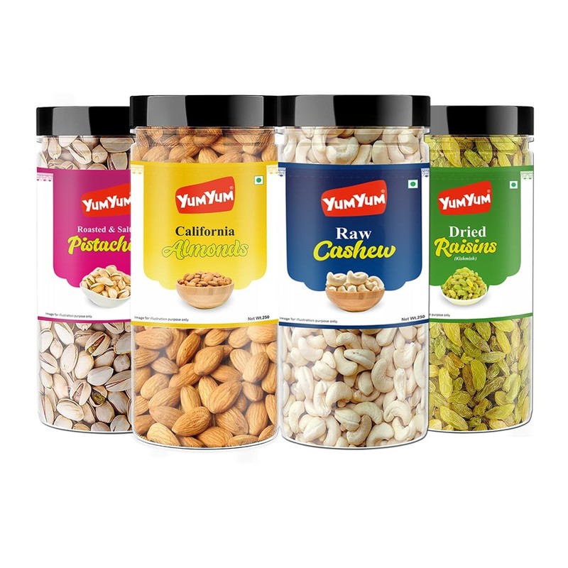 Yum Yum Dry Fruits Combo Pack 1kg | Almond, Cashew, Pista, Raisin 250g