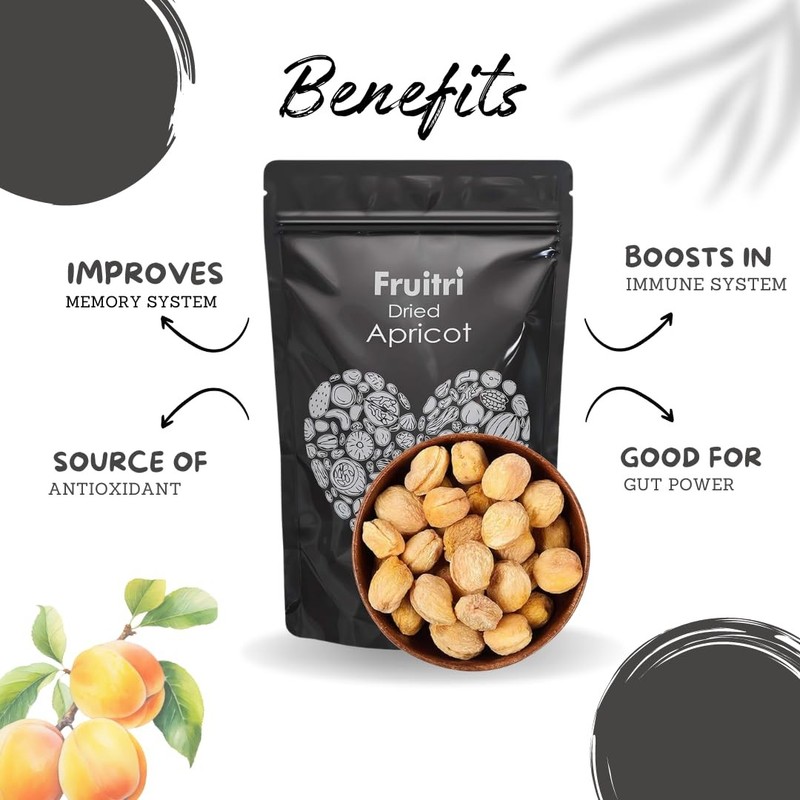 Fruitri Premium Dried Apricot Dry Fruits, Soft And Big Size Khumani, 500 Gram gallery