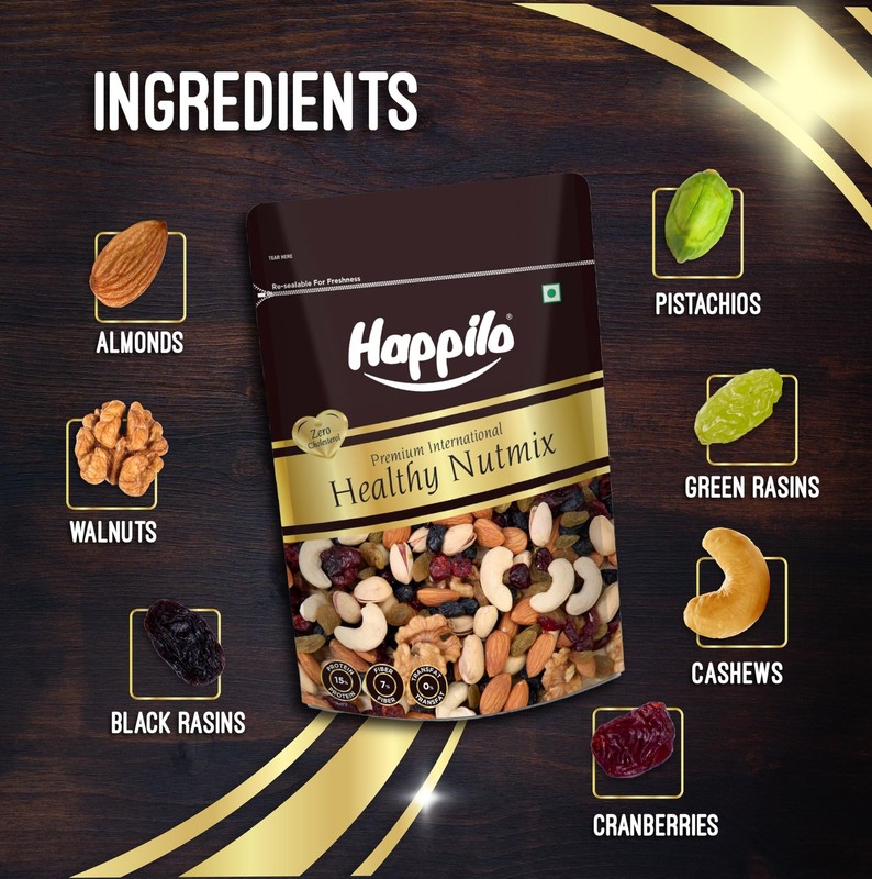 Happilo Premium Nut Mix 200g | Almond, Cashew, Blueberry, Pumpkin & Sunflower gallery