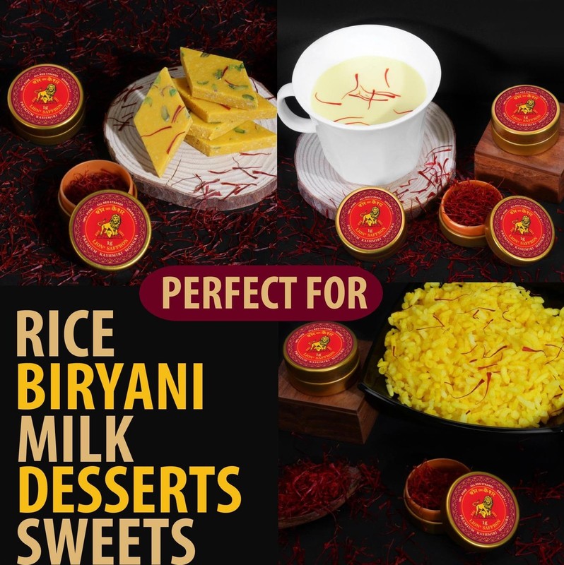 Lion Brand Kashmiri Mongra Saffron 2g |Premium Kesar | Cooking, Biryani & Sweets gallery