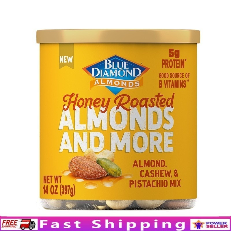 Honey Roasted Almonds Cashews Pistachios Nut Mix 14oz Healthy Snack Resealable