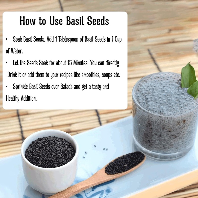 NatureOnus Basil Seeds Sabja | High Fibre Omega 3 | 350g gallery
