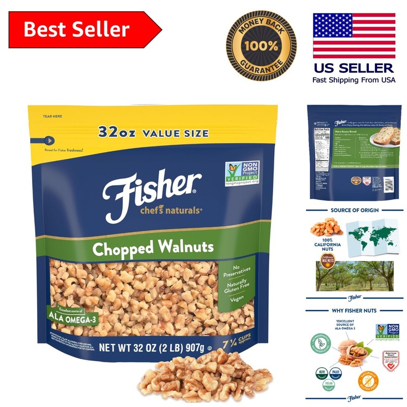 2 Lb Resealable Bag of California Chopped Walnuts – Nutritious Baking Helper