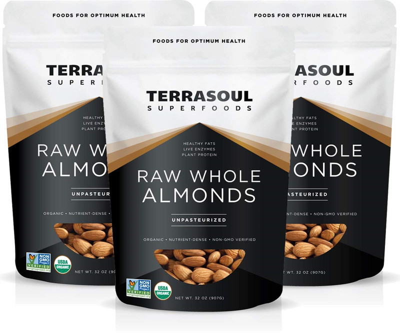 Terrasoul Superfoods Raw Unpasteurized Organic Almonds 6 Lbs (3 Pack)