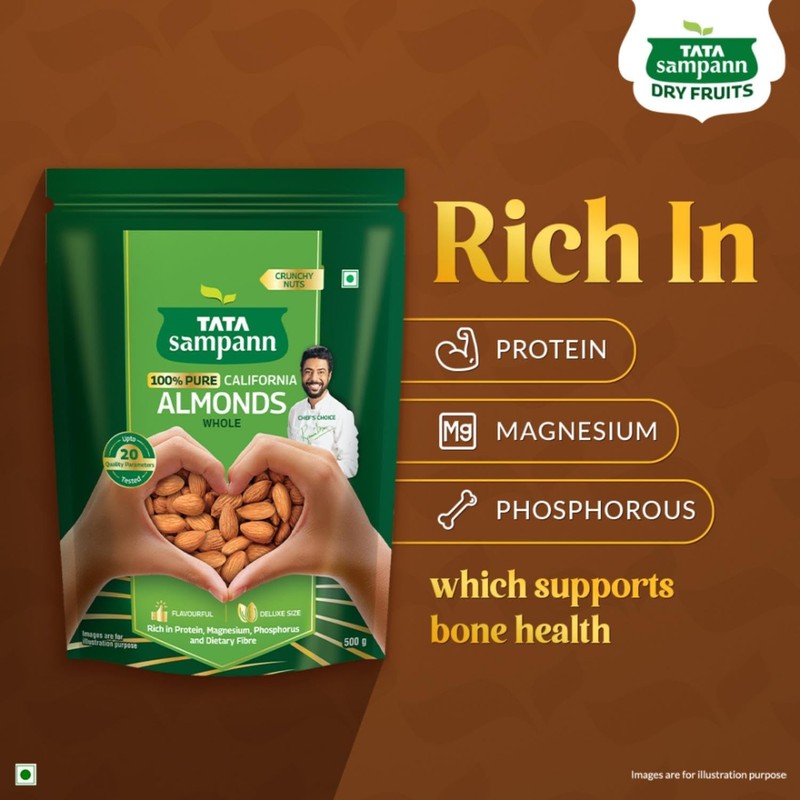 Tata Sampann Almonds 500g | California Badam Whole Rich Protein Fiber Magnesium gallery