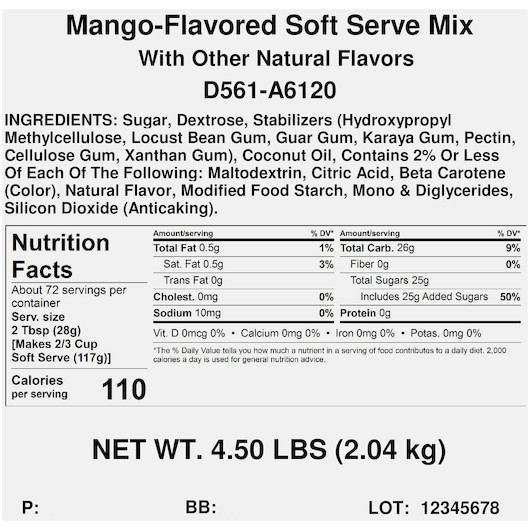 Dole Soft Serve Mango Mix, 4.5 Pounds, 4 Per Case gallery