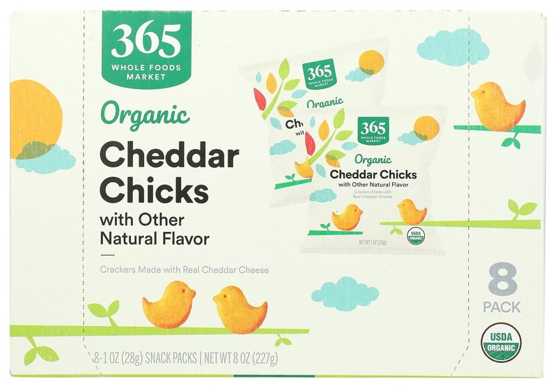 365 Organic Cheddar Chicks Baked Cheese Crackers 8 Pack
