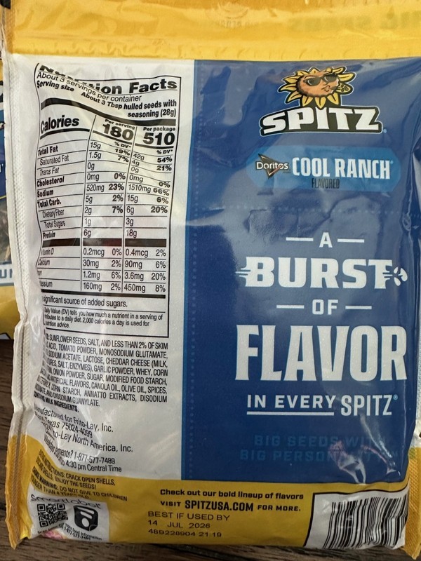 3 bags Spitz Doritos Cool Ranch Sunflower Seeds Exp 7/14/26 gallery