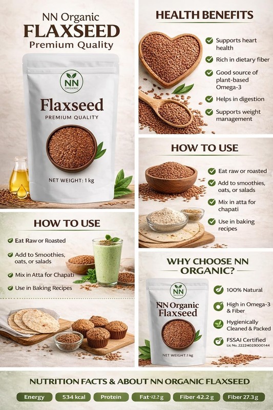 Flax Seeds 1kg - Raw Unroasted Flaxseed Alsi Seeds for Eating gallery