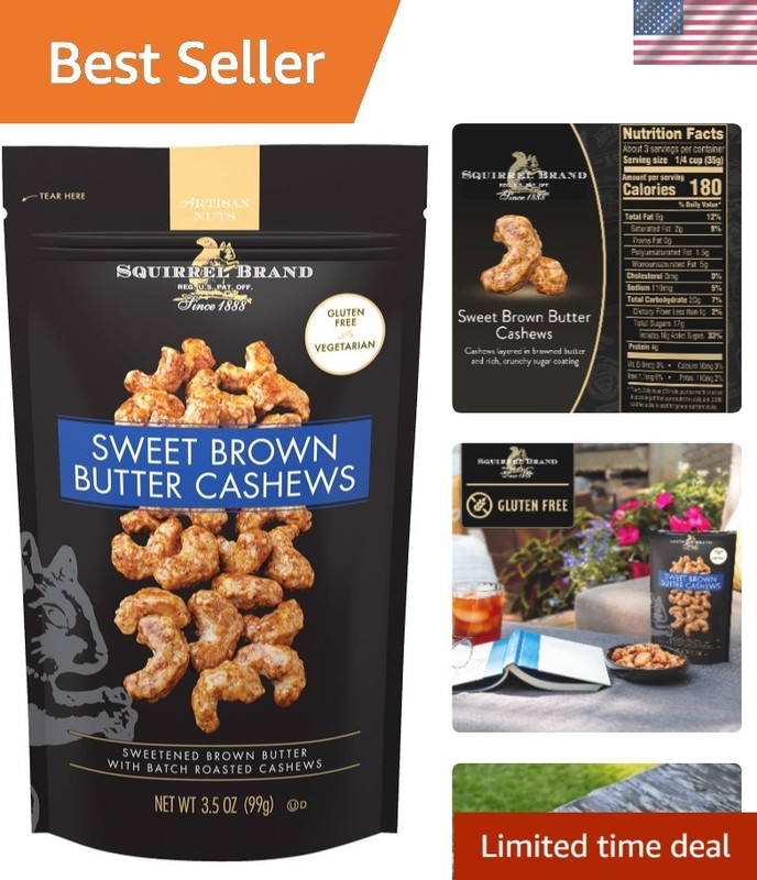 Sweet Brown Butter Cashews, 3.5 oz – Gourmet Gluten-Free Vegetarian Snack