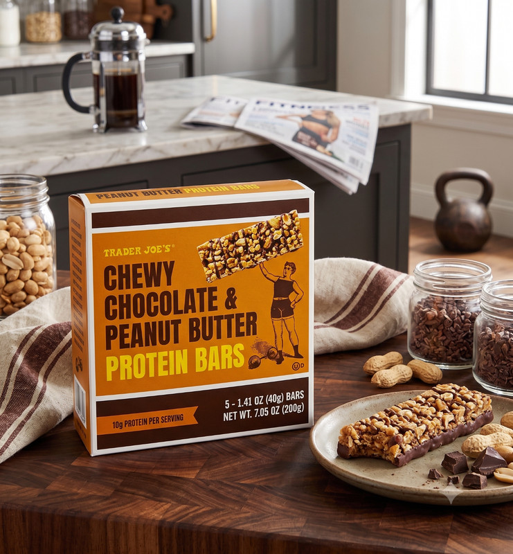 2 Pack Trader Joe's Chewy Chocolate & Peanut Butter Protein Bars gallery