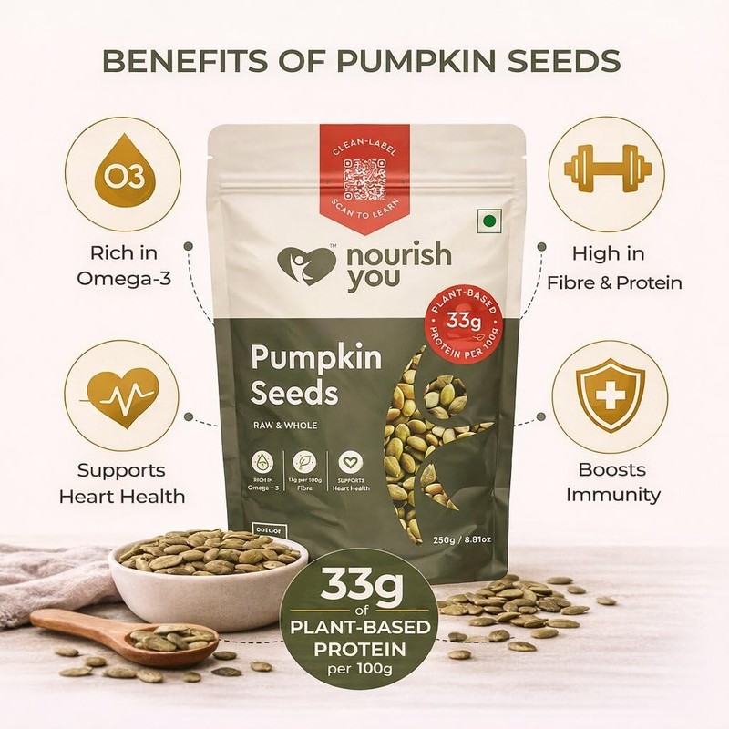 Nourish You Raw Pumpkin Seeds 250g | High Protein, Crunchy & Healthy Superfood gallery
