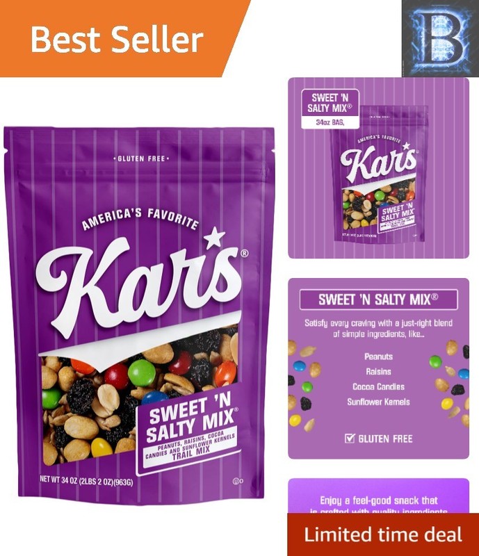 Grab Kar's 34oz Sweet 'N Salty Trail Mix - The Perfect Gluten-Free Snack