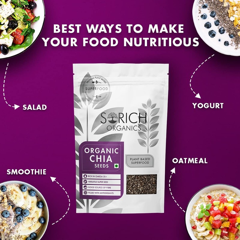Sorich Organics Chia Seeds Raw For Eating 900gm gallery