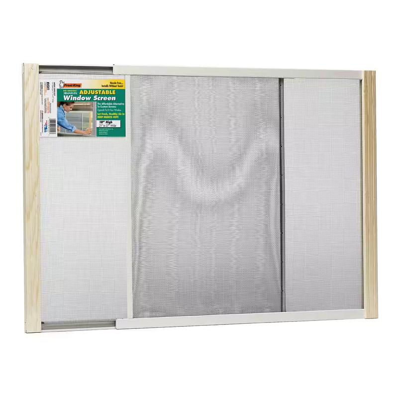21 - 37 In. W X 18 In. H Clear Wood Frame Adjustable Window Screen