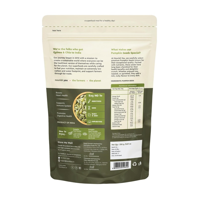 Nourish You Raw Pumpkin Seeds 250g | High Protein, Crunchy & Healthy Superfood gallery