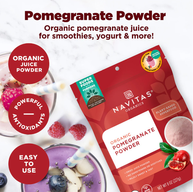 Navitas Organics Pomegranate Powder 8 oz - Plant Based Superfood NON GMO Organic gallery